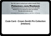 Image for Code Card - Crown Zenith Pin Collection [Inteleon] (Crown Zenith) - Pokemon