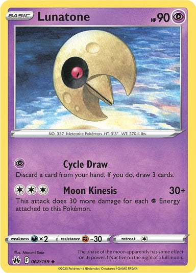 Image for Lunatone (062/159) (Crown Zenith) - Pokemon