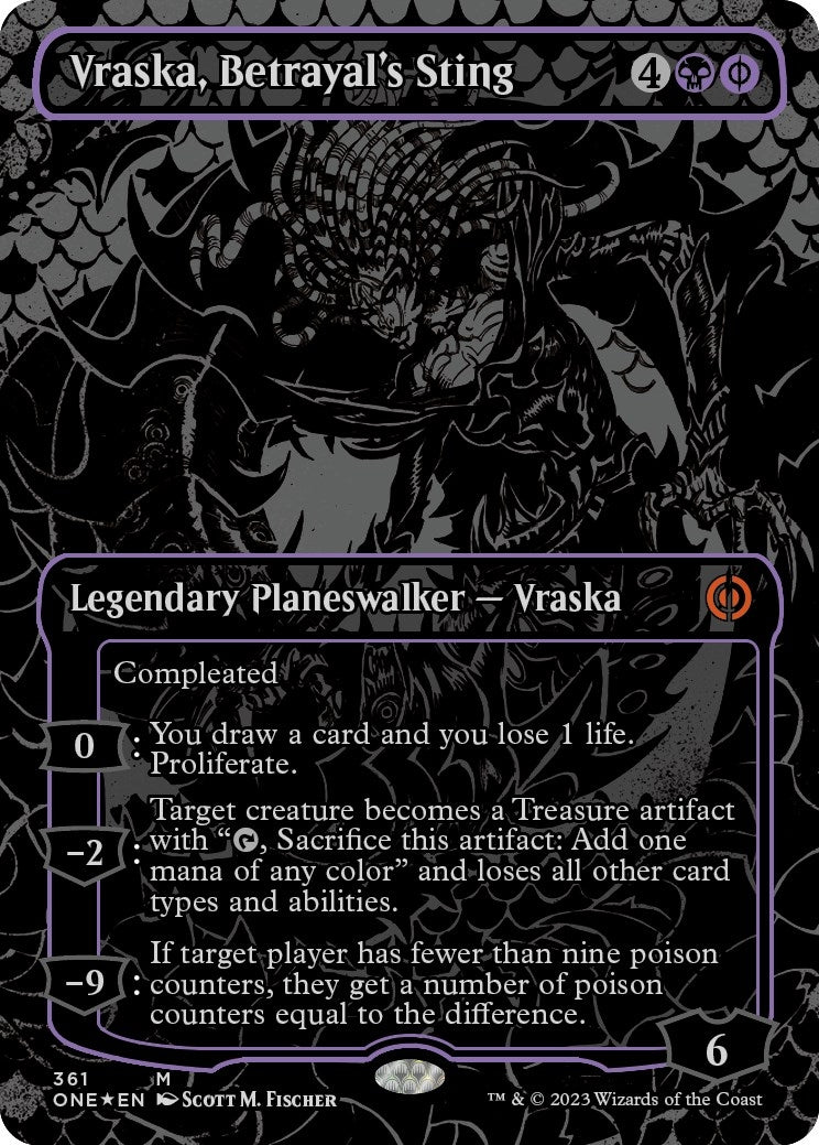Image for Vraska, Betrayal's Sting (Oil Slick Raised Foil) (361) (Phyrexia: All Will Be One) - Magic: The Gathering