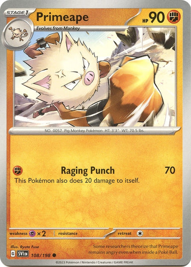 Image for Primeape (108/198) (SV01: Scarlet & Violet Base Set) (SVI) - Pokemon