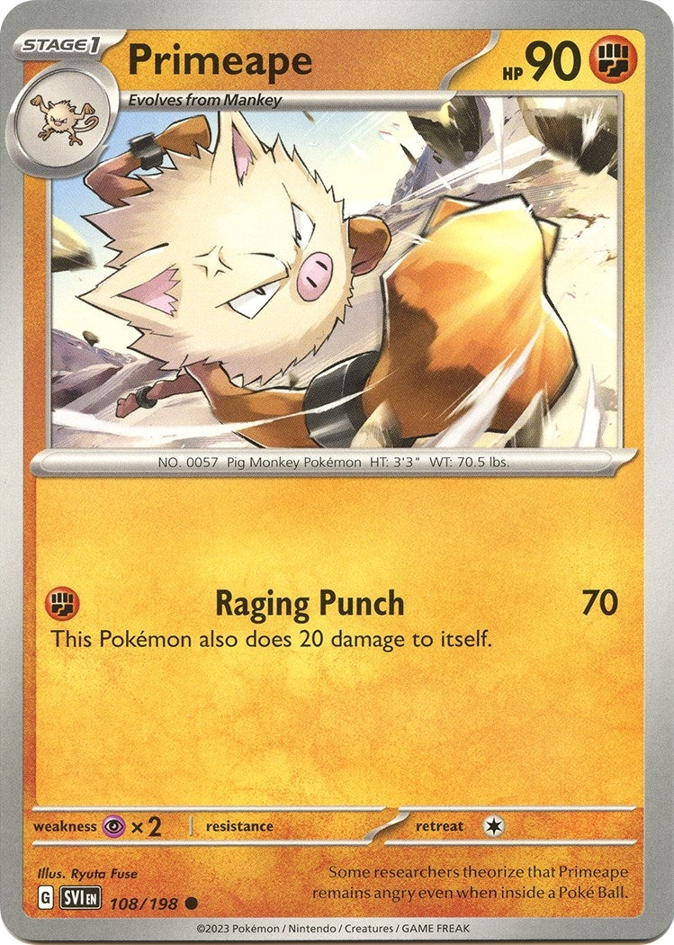 Image for Primeape (108/198) (SV01: Scarlet & Violet Base Set) (SVI) - Pokemon