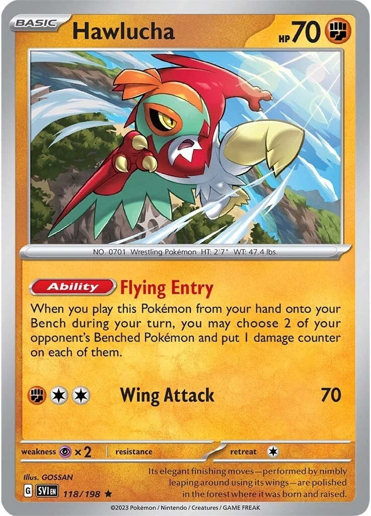 Image for Hawlucha (118/198) (SV01: Scarlet & Violet Base Set) (SVI) - Pokemon