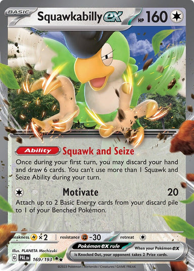 Image for Squawkabilly ex (169/193) (SV02: Paldea Evolved) - Pokemon