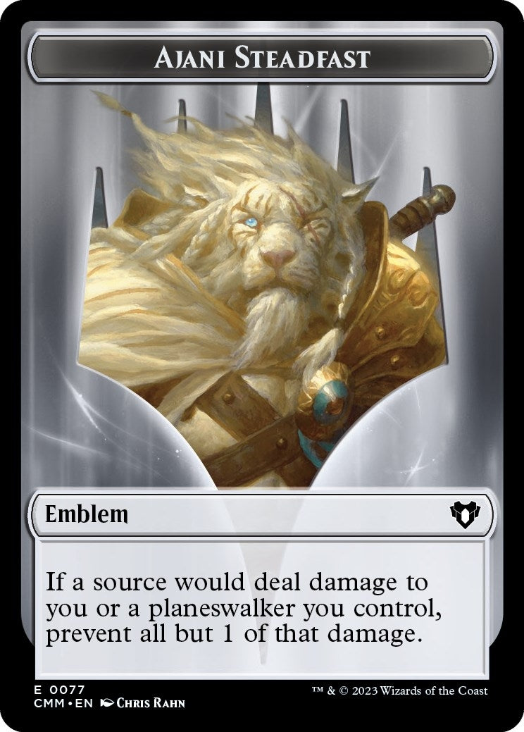 Image for Emblem - Ajani Steadfast // Wizard Double-Sided Token (77 // 71) (Commander Masters) - Magic: The Gathering