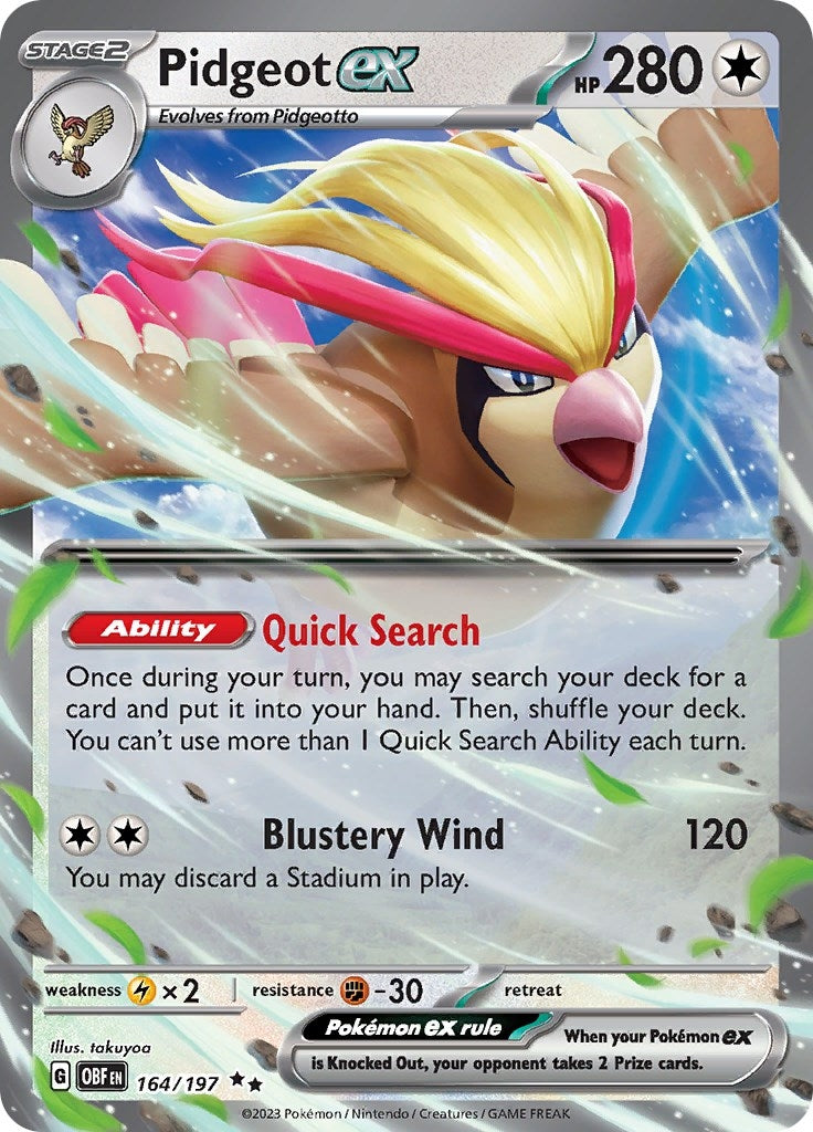Image for Pidgeot ex (164/197) (OBF) - Pokemon