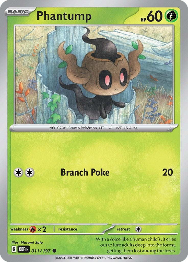 Image for Phantump (011/197) (SV03: Obsidian Flames) (OBF) - Pokemon