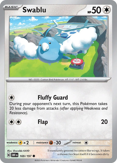 Image for Swablu (169/197) (SV03: Obsidian Flames) (OBF) - Pokemon