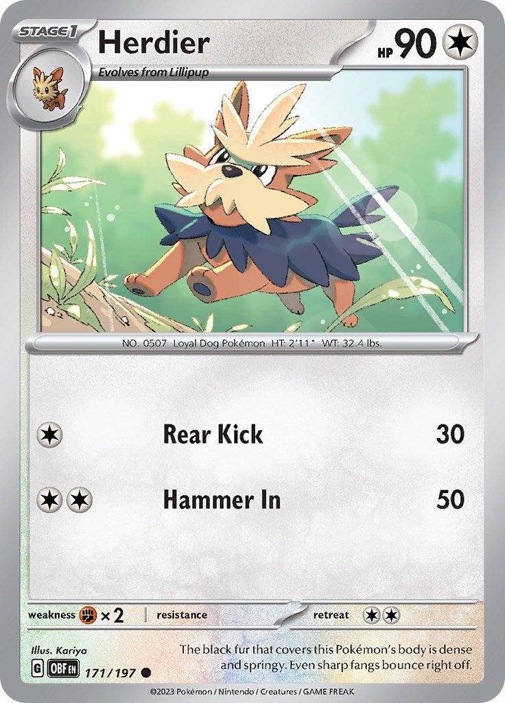 Image for Herdier (171/197) (SV03: Obsidian Flames) (OBF) - Pokemon