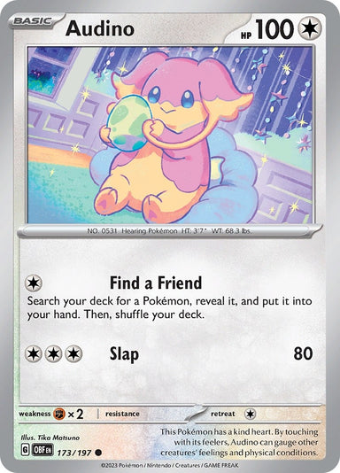 Image for Audino (173/197) (SV03: Obsidian Flames) (OBF) - Pokemon