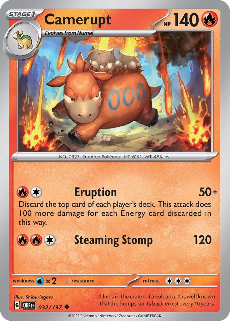 Image for Camerupt (032/197) (SV03: Obsidian Flames) (OBF) - Pokemon