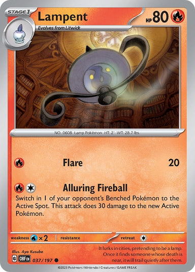 Image for Lampent (037/197) (SV03: Obsidian Flames) (OBF) - Pokemon