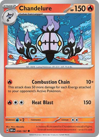 Image for Chandelure (038/197) (SV03: Obsidian Flames) (OBF) - Pokemon