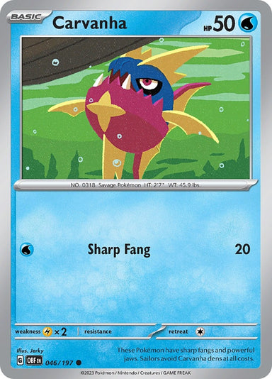 Image for Carvanha (046/197) (SV03: Obsidian Flames) (OBF) - Pokemon