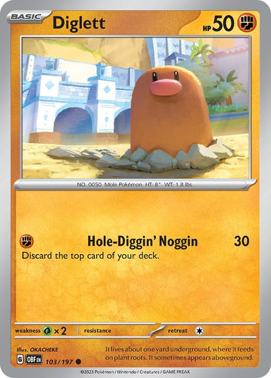 Image for Diglett (103/197) (SV03: Obsidian Flames) (OBF) - Pokemon