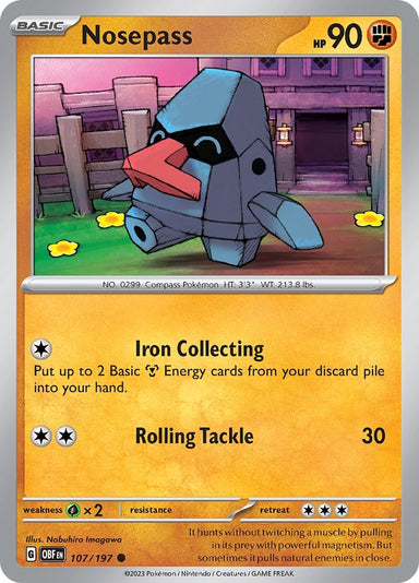 Image for Nosepass (107/197) (SV03: Obsidian Flames) (OBF) - Pokemon