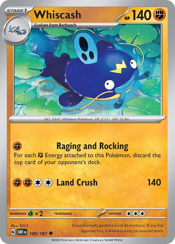 Image for Whiscash (109/197) (SV03: Obsidian Flames) (OBF) - Pokemon