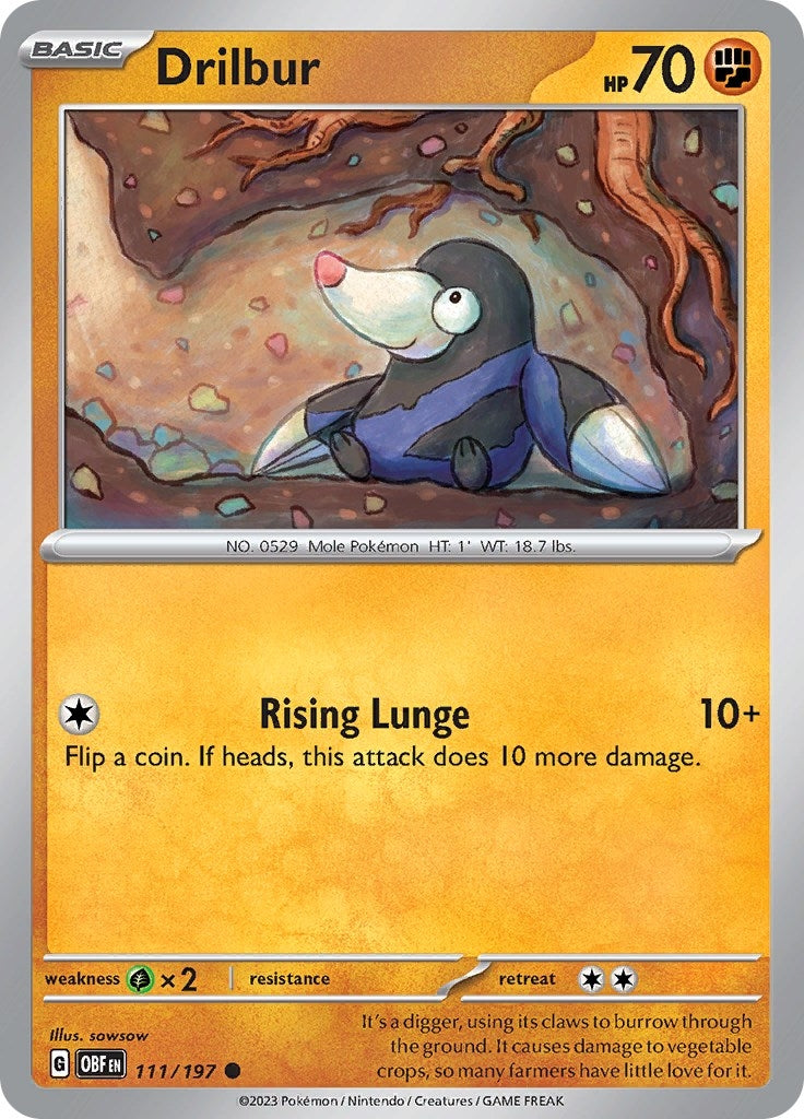 Image for Drilbur (111/197) (SV03: Obsidian Flames) (OBF) - Pokemon