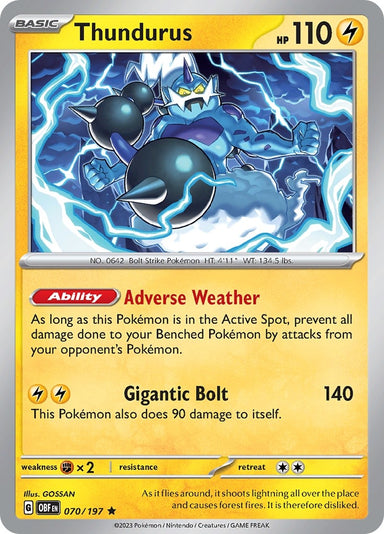 Image for Thundurus (070/197) (SV03: Obsidian Flames) (OBF) - Pokemon