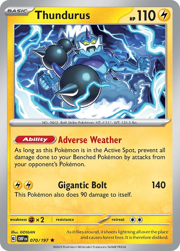 Image for Thundurus (070/197) (SV03: Obsidian Flames) (OBF) - Pokemon