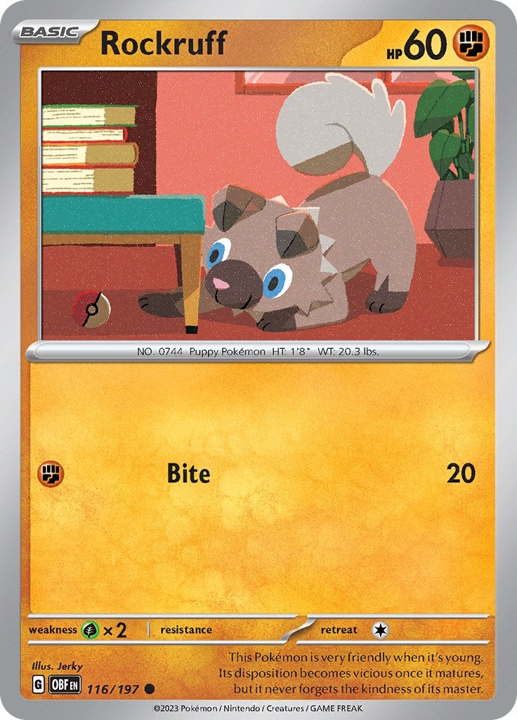 Image for Rockruff (116/197) (SV03: Obsidian Flames) (OBF) - Pokemon