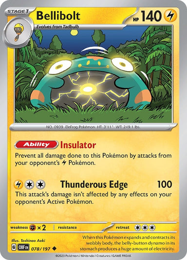 Image for Bellibolt (078/197) (SV03: Obsidian Flames) (OBF) - Pokemon