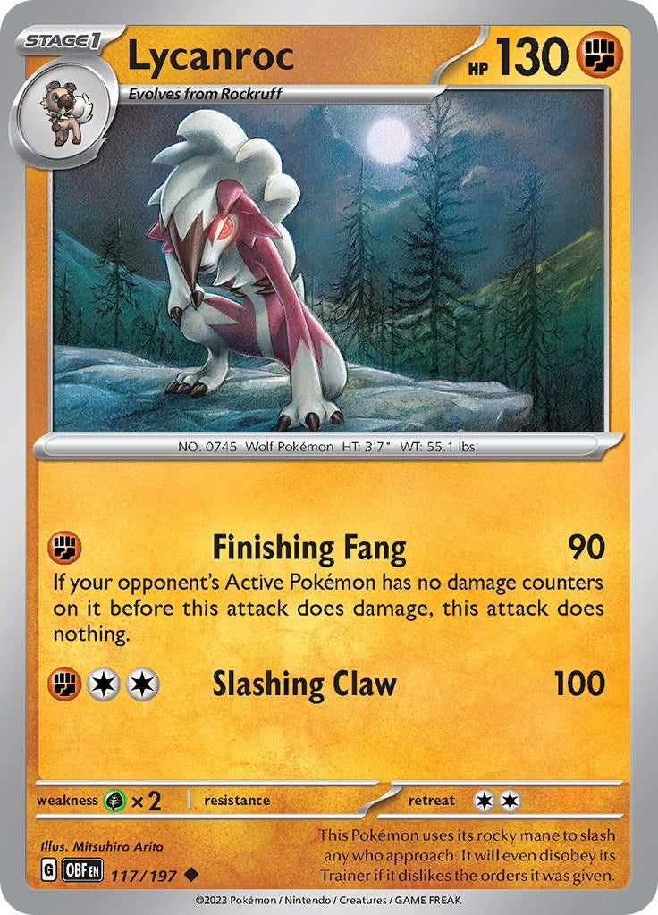 Image for Lycanroc (117/197) (SV03: Obsidian Flames) (OBF) - Pokemon