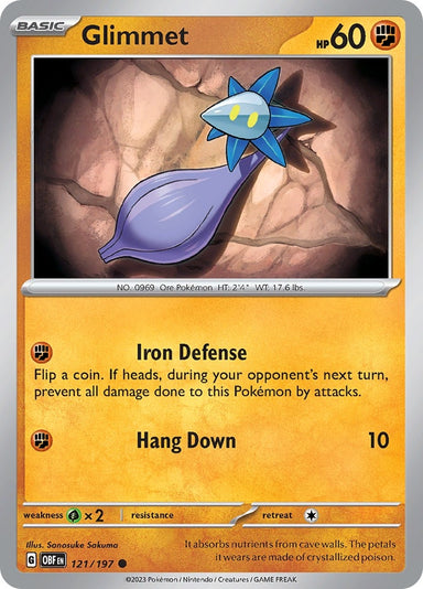 Image for Glimmet (121/197) (SV03: Obsidian Flames) (OBF) - Pokemon