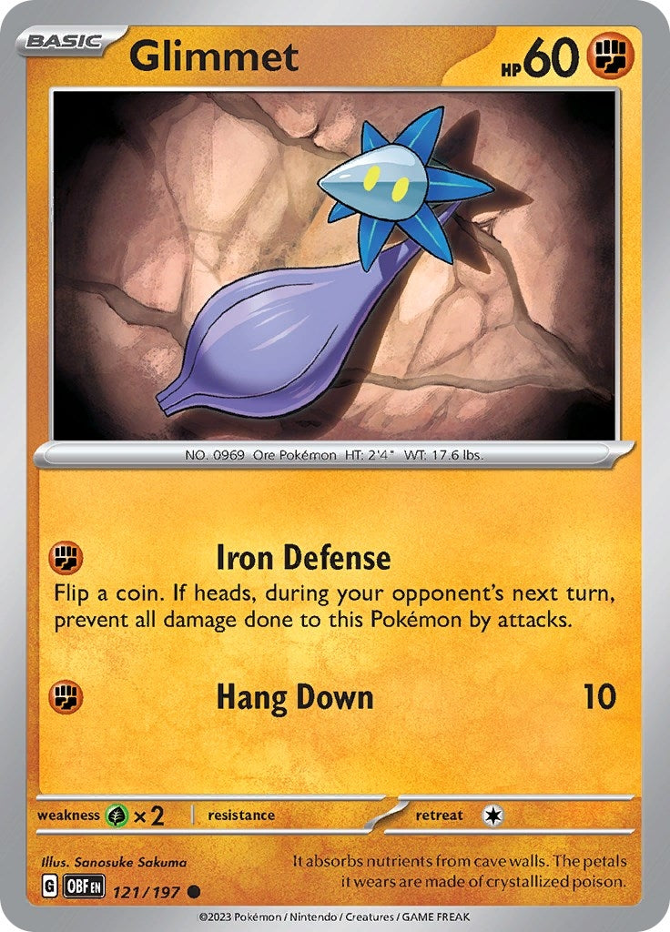 Image for Glimmet (121/197) (SV03: Obsidian Flames) (OBF) - Pokemon
