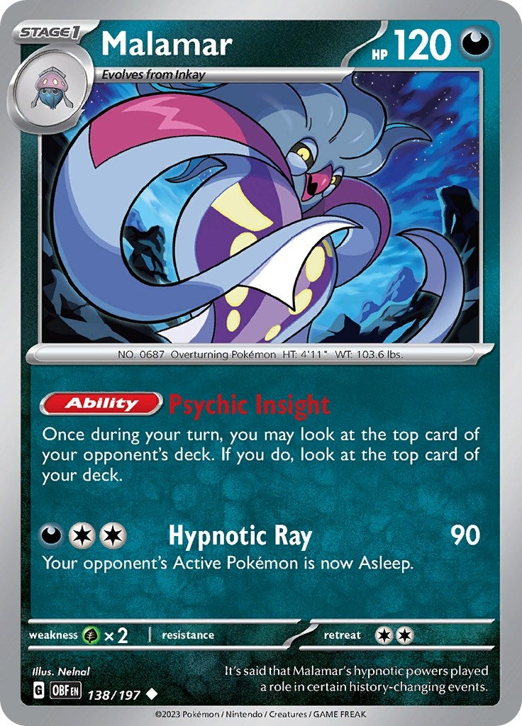 Image for Malamar (138/197) (SV03: Obsidian Flames) (OBF) - Pokemon