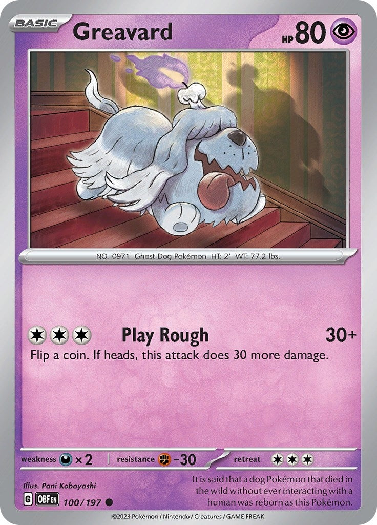 Image for Greavard (100/197) (SV03: Obsidian Flames) (OBF) - Pokemon