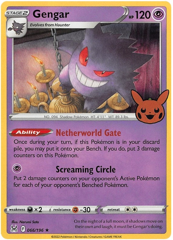 Gengar (2022 Copyright Date) (066/196) (Trick or Trade BOOster Bundle 2023)