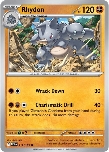 Image for Rhydon (112/165) (SV: Scarlet & Violet 151) - Pokemon