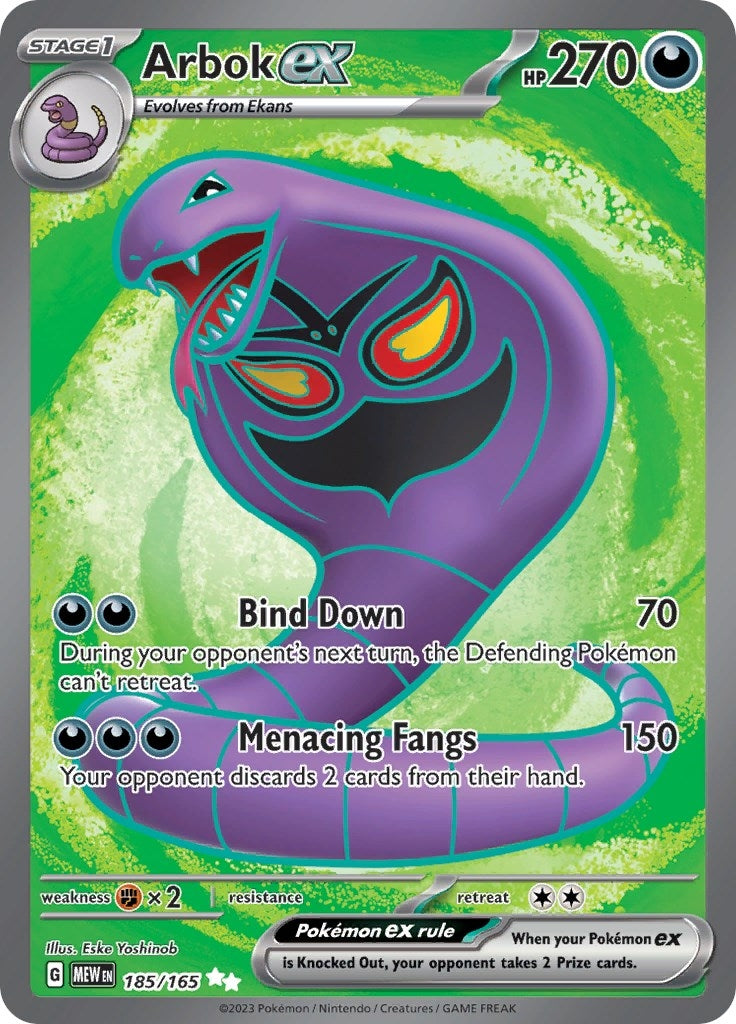 Image for Arbok ex (185/165) (MEW) - Pokemon