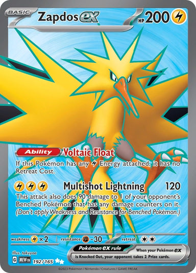 Image for Zapdos ex (192/165) (MEW) - Pokemon