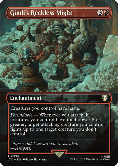 Image for Gimli's Reckless Might (Borderless) (Surge Foil) (538) - Magic: The Gathering