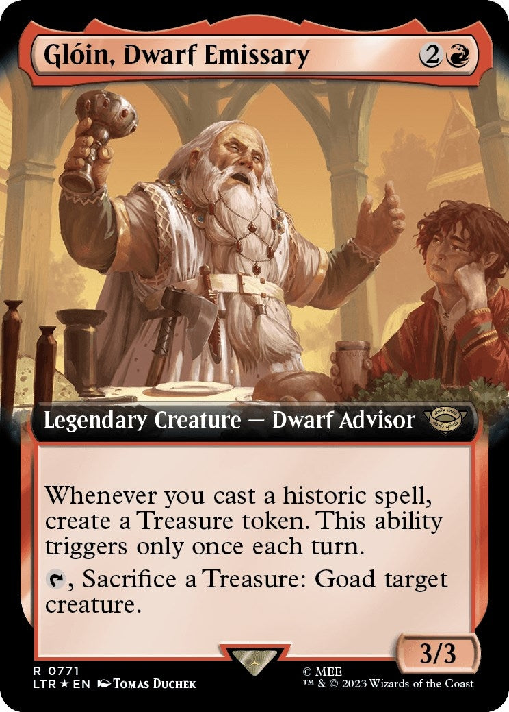 Image for Gloin, Dwarf Emissary (Extended Art) (Surge Foil) (771) (LTR) - Magic: The Gathering