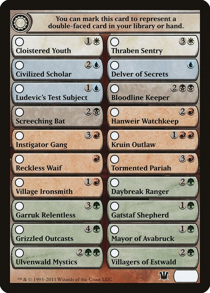 Image for Checklist Card - Innistrad (Innistrad) (ISD) - Magic: The Gathering