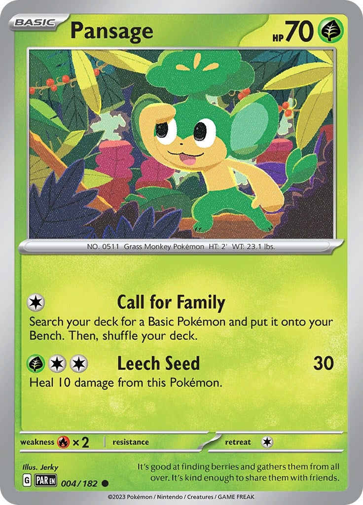 Image for Pansage (004/182) (SV04: Paradox Rift) (PAR) - Pokemon