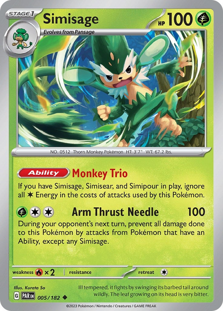 Image for Simisage (005/182) (SV04: Paradox Rift) (PAR) - Pokemon