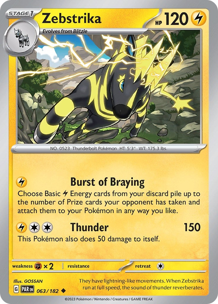 Image for Zebstrika (063/182) (SV04: Paradox Rift) (PAR) - Pokemon
