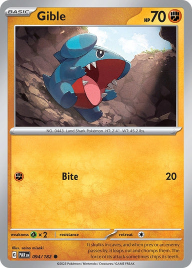 Image for Gible (094/182) (SV04: Paradox Rift) (PAR) - Pokemon