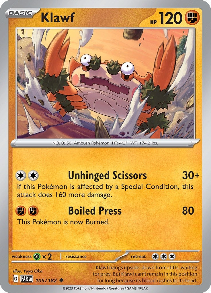 Image for Klawf (105/182) (SV04: Paradox Rift) (PAR) - Pokemon