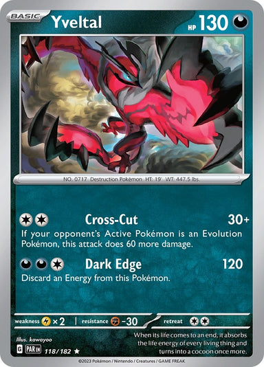 Image for Yveltal (118/182) (SV04: Paradox Rift) (PAR) - Pokemon