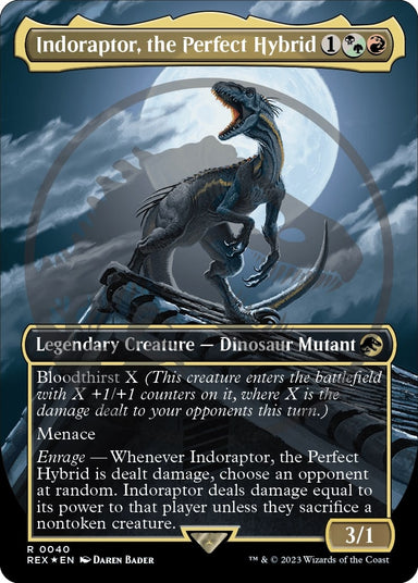 Image for Indoraptor, the Perfect Hybrid (Borderless) (Emblem) (40) (Universes Beyond: Jurassic World Collection) (REX) - Magic: The Gathering
