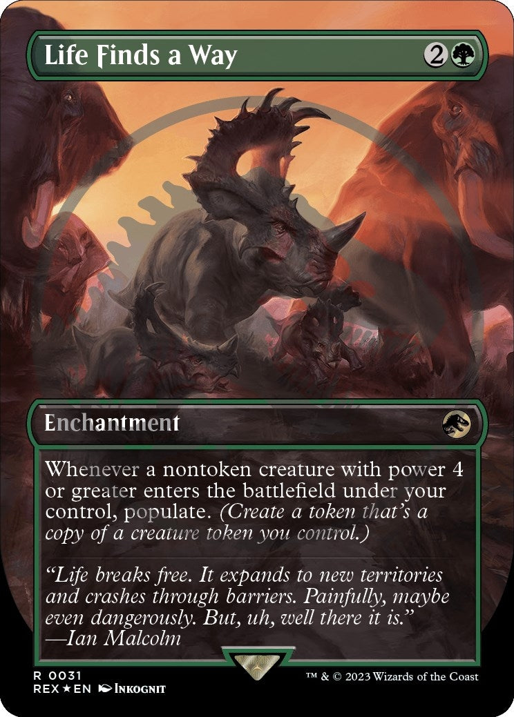Image for Life Finds a Way (Borderless) (Emblem) (31) (Universes Beyond: Jurassic World Collection) (REX) - Magic: The Gathering
