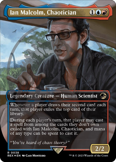 Image for Ian Malcolm, Chaotician (Borderless) (Emblem) (38) (Universes Beyond: Jurassic World Collection) (REX) - Magic: The Gathering