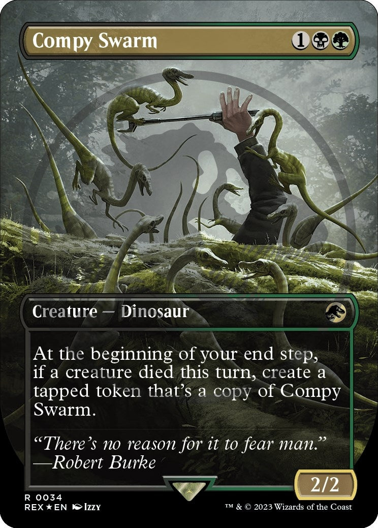 Image for Compy Swarm (Borderless) (Emblem) (34) (Universes Beyond: Jurassic World Collection) (REX) - Magic: The Gathering