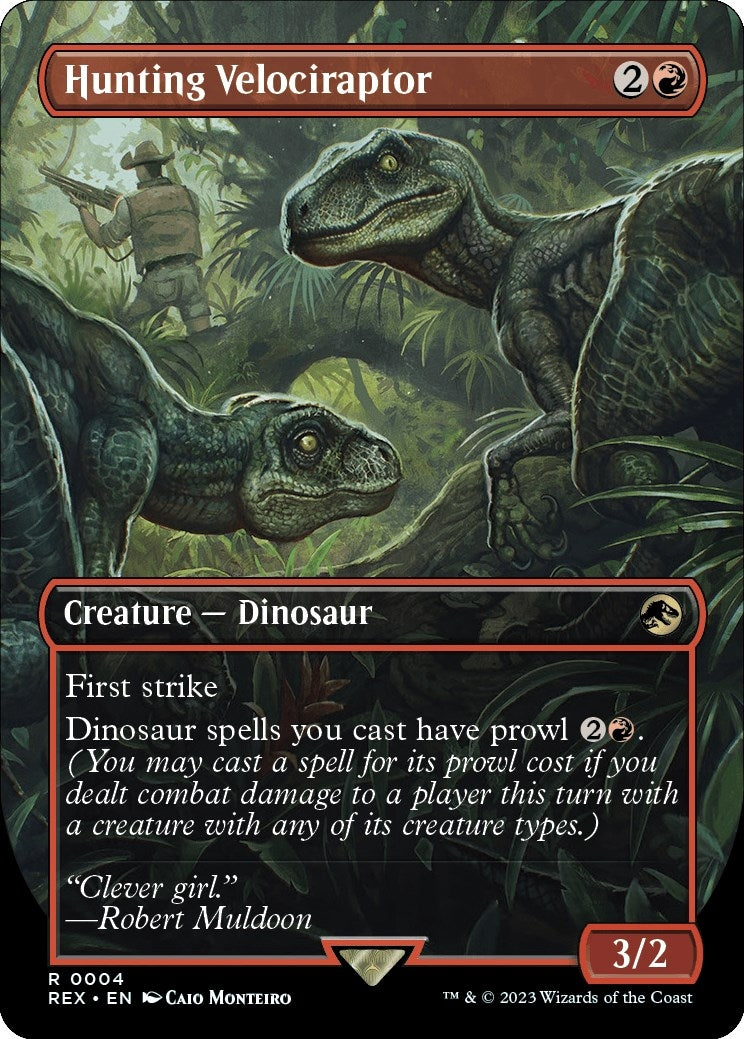 Image for Hunting Velociraptor (Borderless) (4) (Universes Beyond: Jurassic World Collection) (REX) - Magic: The Gathering