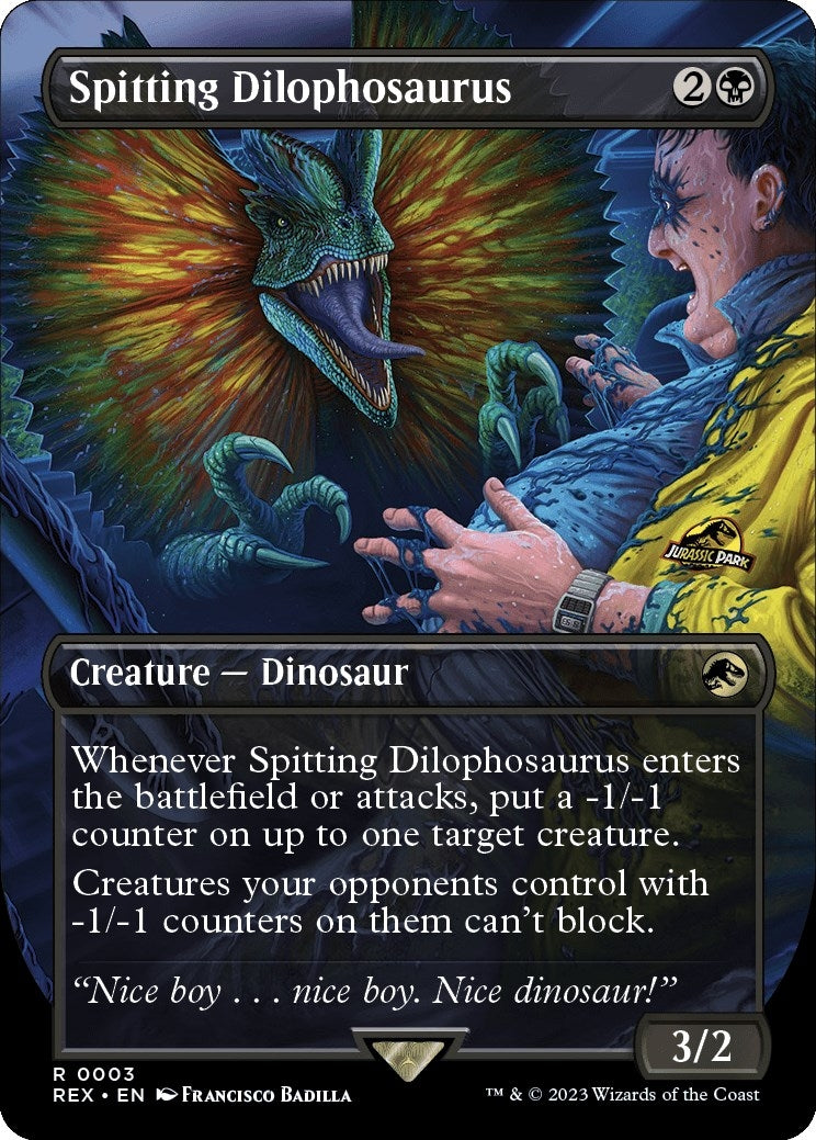 Image for Spitting Dilophosaurus (Borderless) (3) (Universes Beyond: Jurassic World Collection) (REX) - Magic: The Gathering