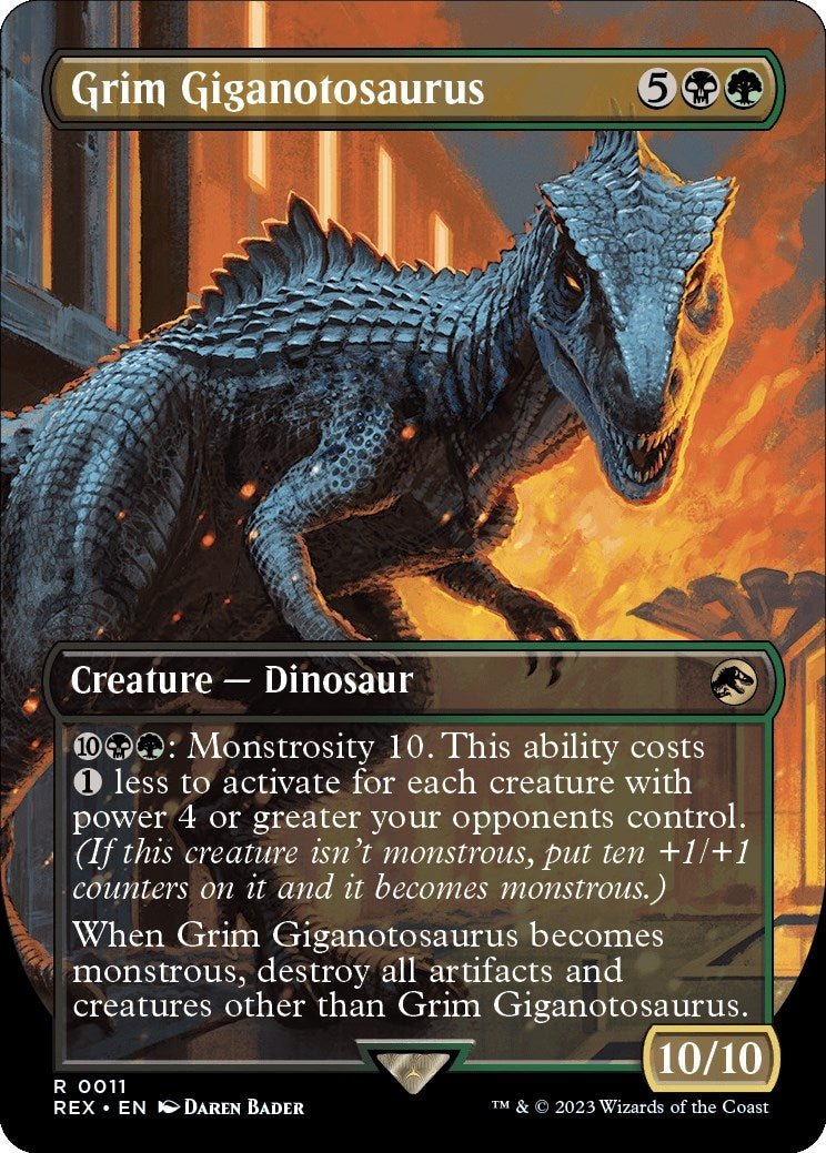 Image for Grim Giganotosaurus (Borderless) (11) (Universes Beyond: Jurassic World Collection) (REX) - Magic: The Gathering